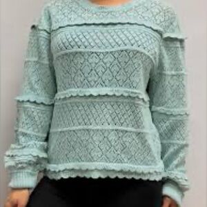 NWT Francesca’s Studio 19 Kenzie open knit boho feminine sweater size Large